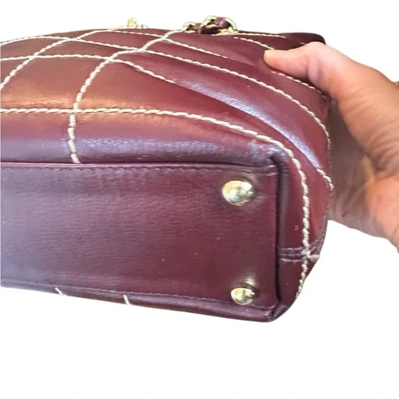 CHANEL Quilted Brown Leather Tote with Gold Chain Handles - Picture 11 of 16